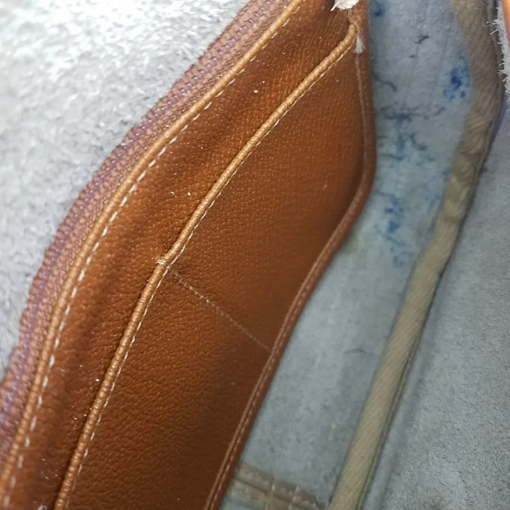 Vintage Dooney & Bourke 70's Over Pebble Leather Over Under Taupe Crossbody Bag